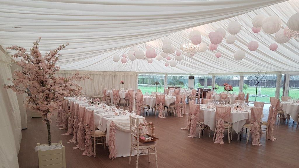 Pink and White Paper Wedding Lanterns