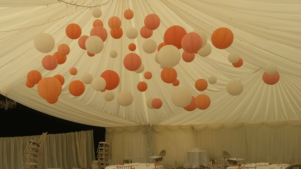 Vibrant paper hanging lanterns 