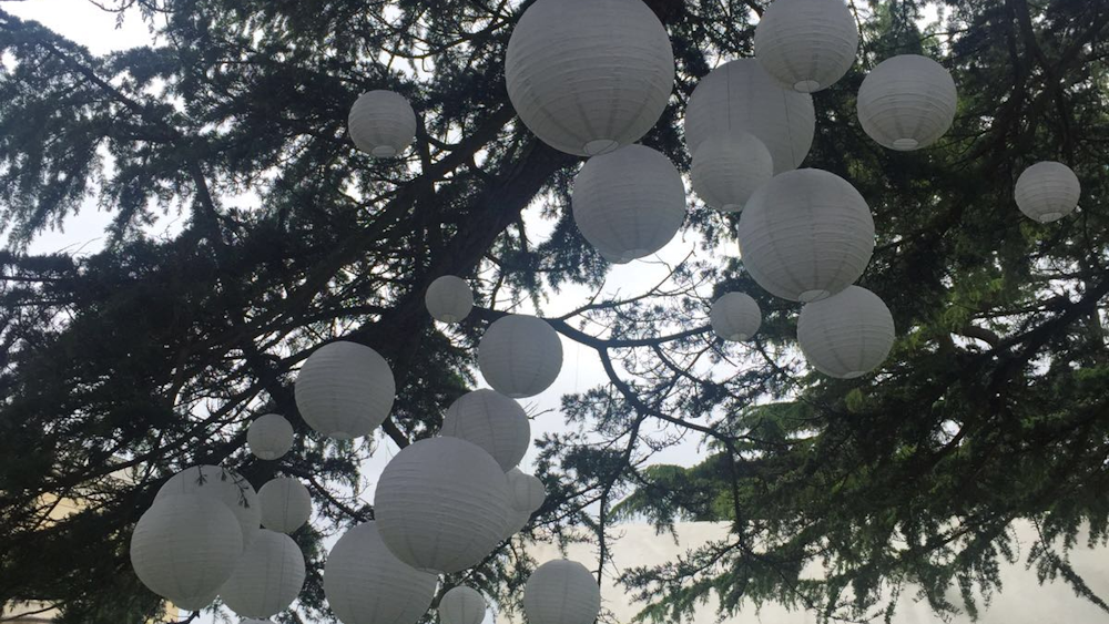 White Outdoor Lanterns Decorate New Forest Chill-out Space