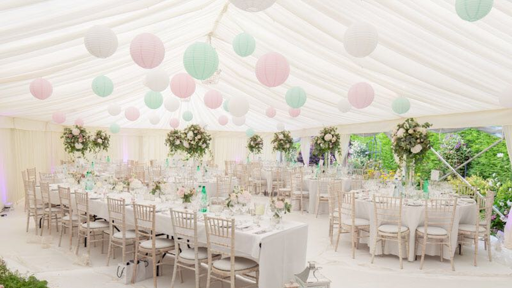 Pink and Mint Paper Lantern Canopy