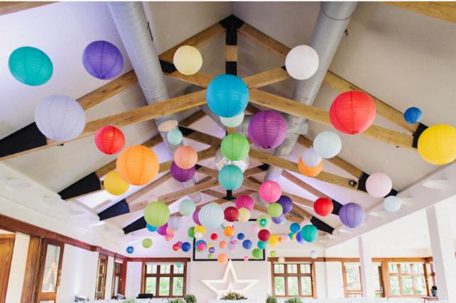 Coloured hanging lanterns