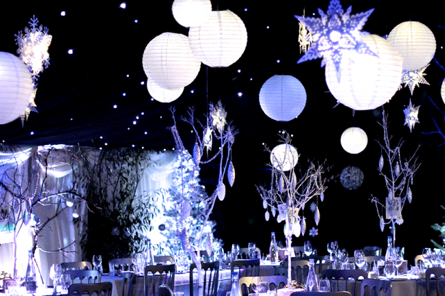 Round white paper lanterns