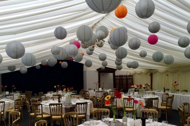 Grey and silver lanterns at Broyle Place Farm