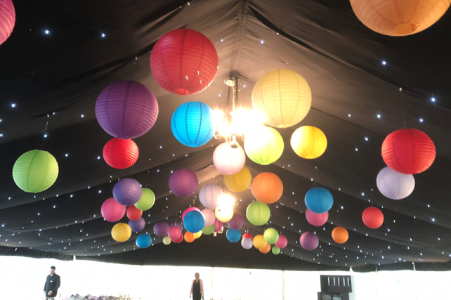 Brightly coloured Bollywood inspired lanterns