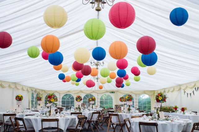 Bright paper lanterns at The English Wine Centre