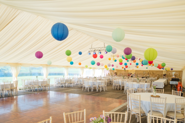 Coloured paper lantern canopy