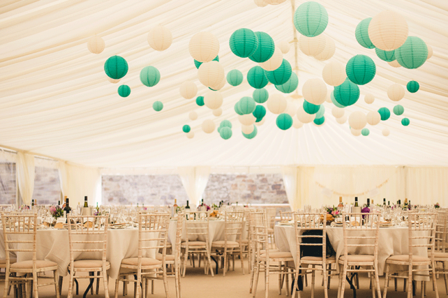 Tiffany blue paper lantern canopy