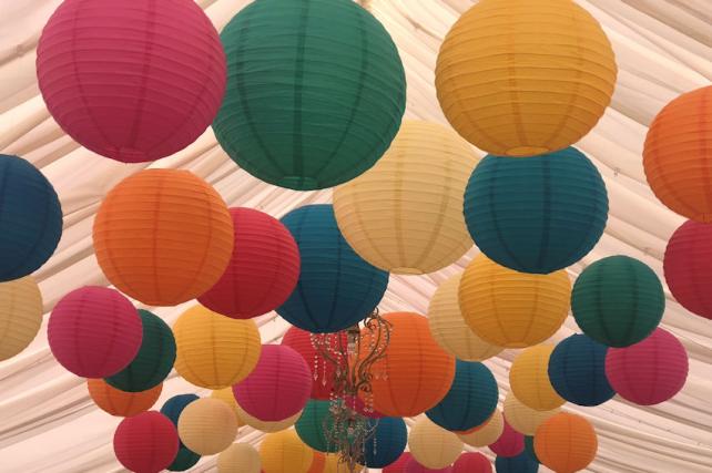 Colourful paper hanging lanterns