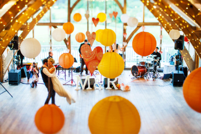 A Bright Bespoke Wedding with Yellow and Orange Paper Lanterns