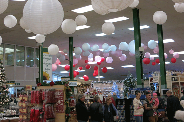 Festive Paper Lantern Decorations at Scotsdales Garden Centre