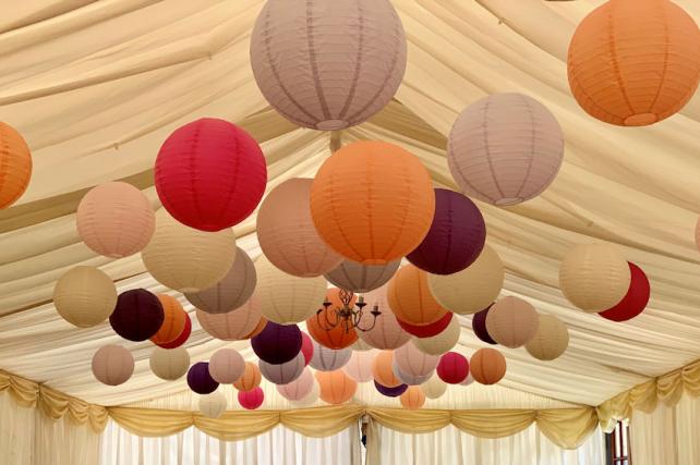 Pink and Purple Paper Hanging Lanterns