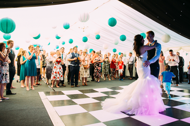 Teal Paper Lantern Canopy