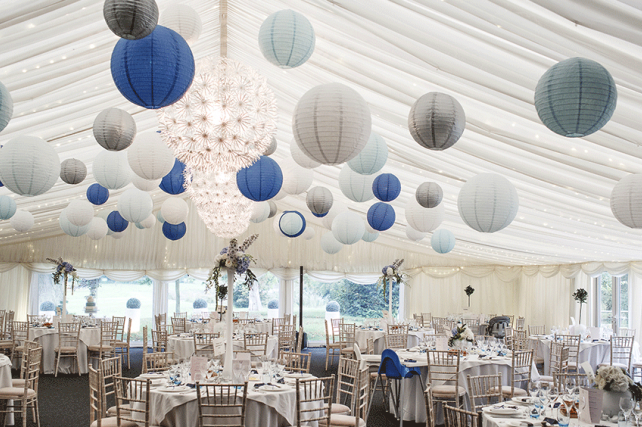 A Winter Wonderland created by Paper Hanging Lanterns