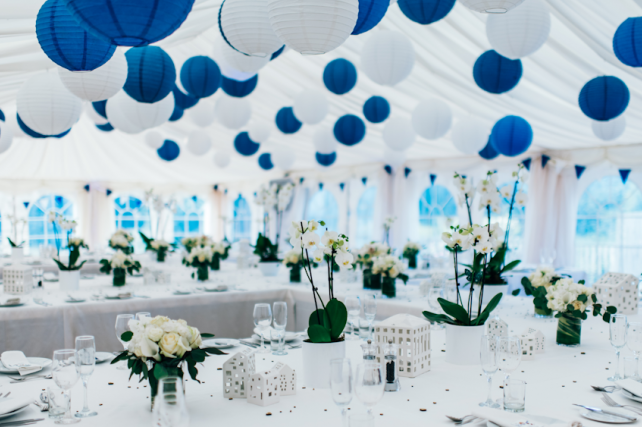 Blue and white wedding lanterns