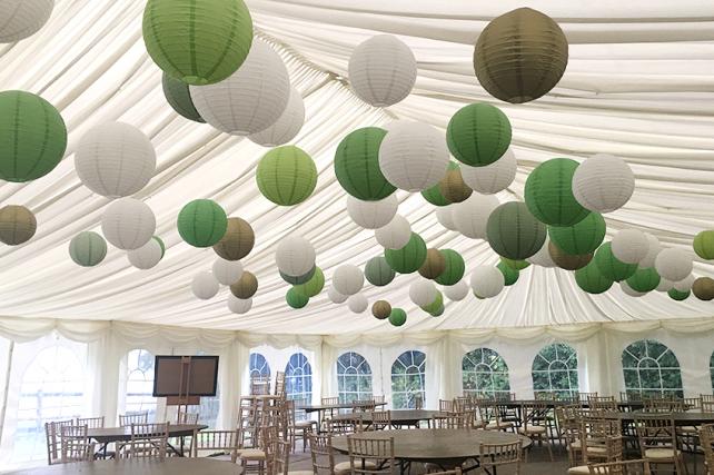 Camelot Marquee sussex with Coloured Paper Lanterns