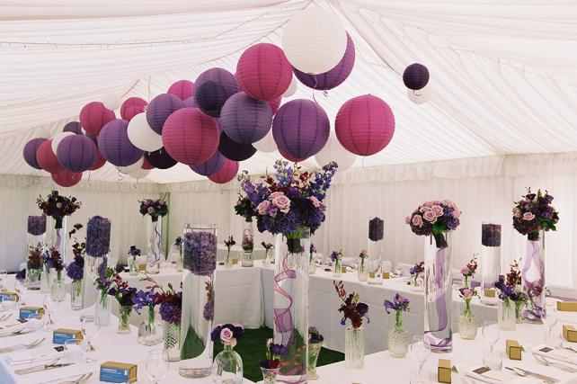 Purple and white wedding lanterns