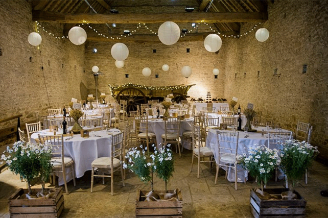 barn wedding lanterns