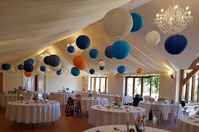 Blue and orange wedding lanterns