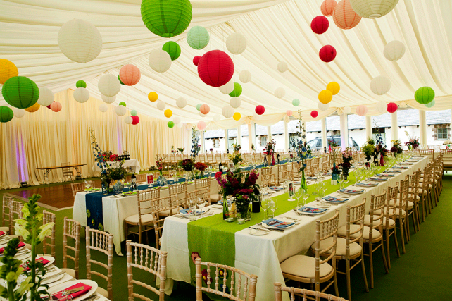 bright hanging paper lanterns