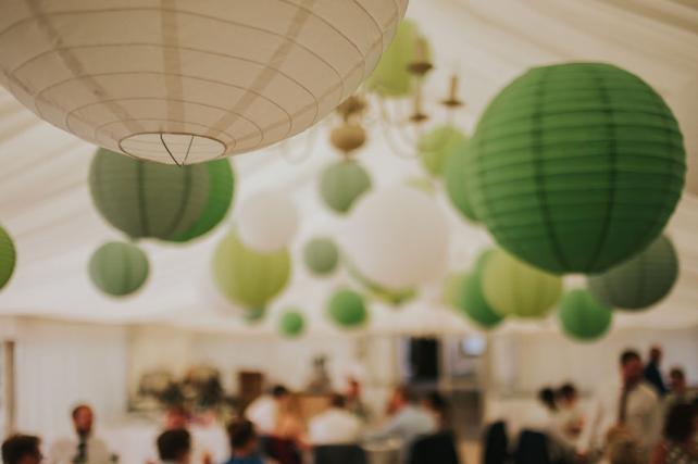 Coloured hanging lanterns