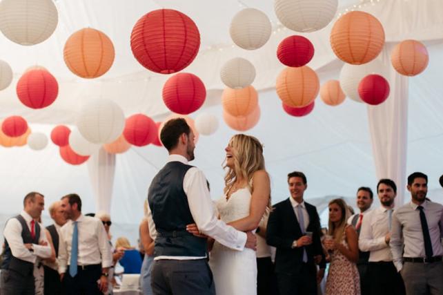 Coloured lanterns in a Murghal Marquee