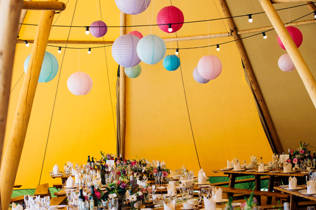 Essex Tipi Wedding with Paper Lanterns