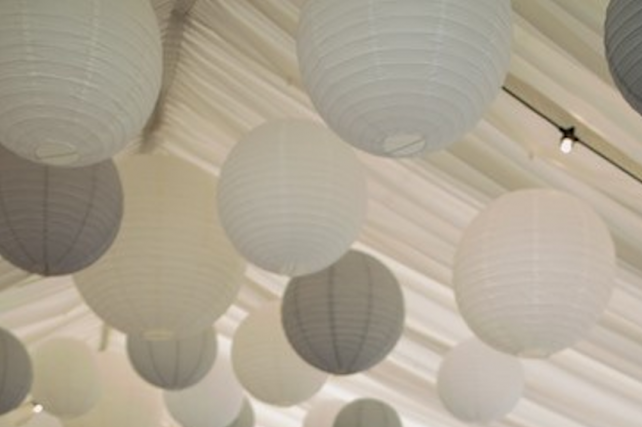 Sophisticated dove grey hanging lanterns