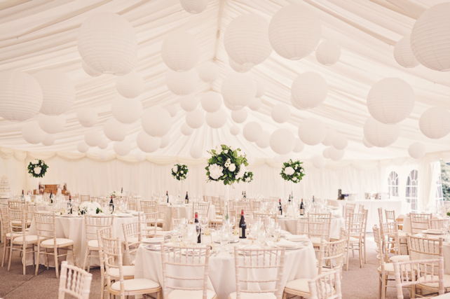 Winter white wedding lanterns