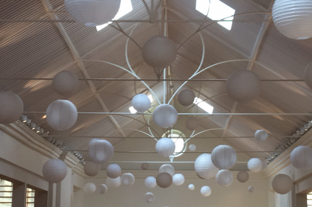 White wedding lanterns at Holkham Hall