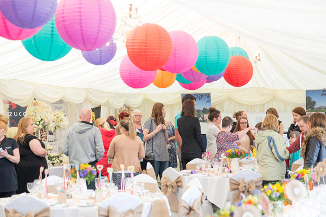 Welsh Hilltop Hotel Decorates Marquee with Coloured Lanterns