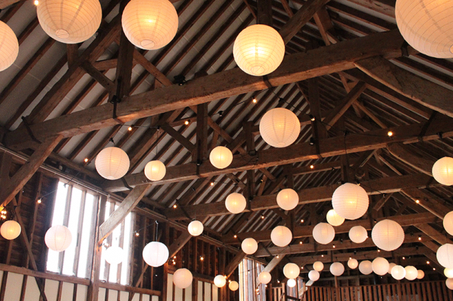 Ivory paper lanterns in barns