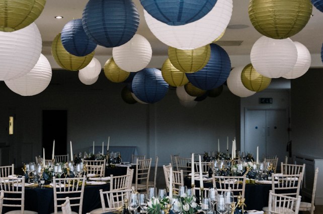 Navy and gold luxe wedding lanterns