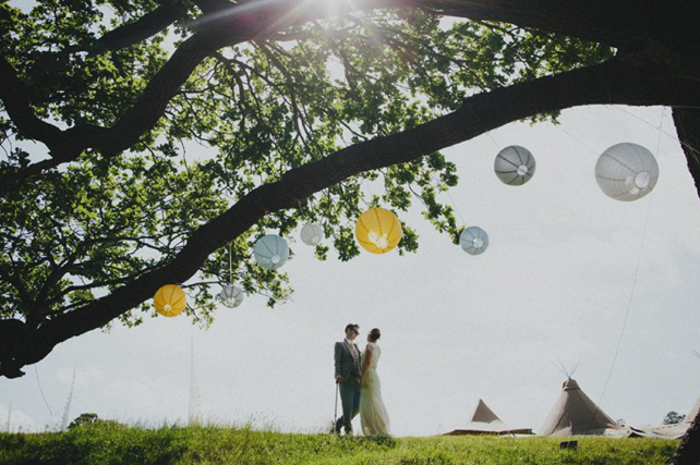 Sunshine Yellow Lanterns decorate House Meadow Farm in Kent