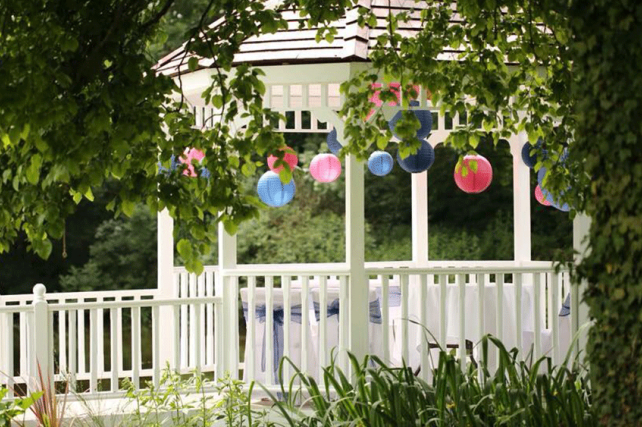 Coloured Lanterns Brighten Lakeside Wedding