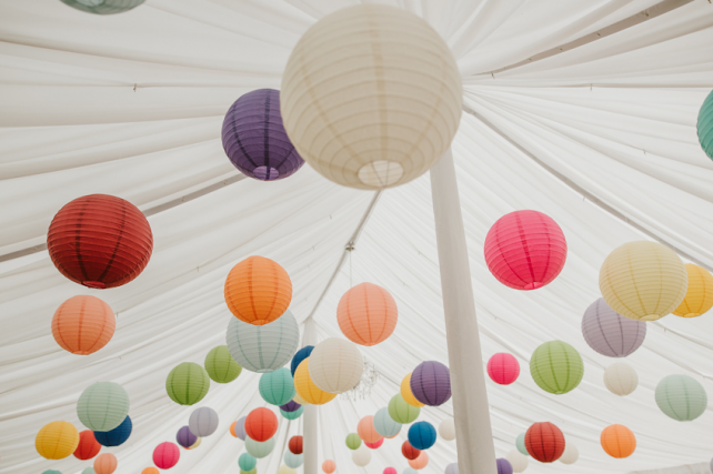 Paper lantern canopy at Narborough Hall Gardens, Norfolk