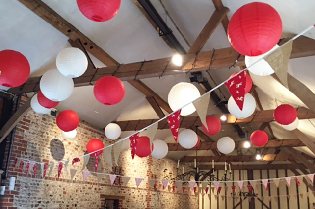 Sussex wedding lanterns at Upwaltham Barns