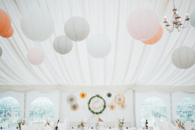 Pastel wedding lantern canopy