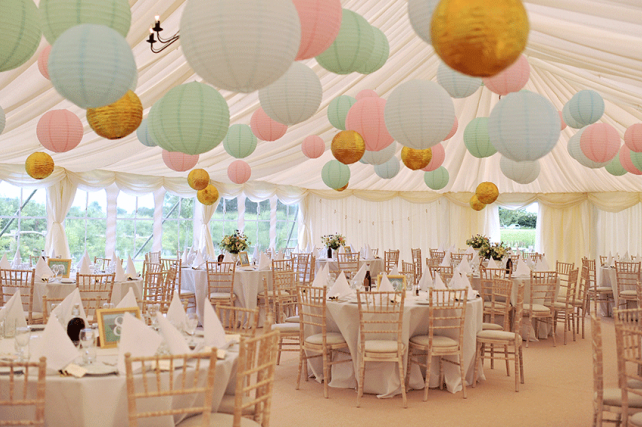 Pastel & Shimmering Gold Paper Lanterns