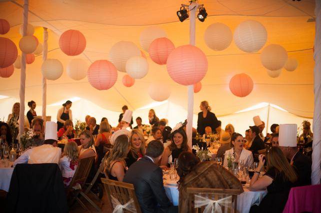 Pastel Pink and white paper lanterns