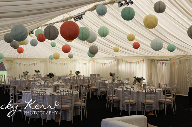 Pastel Paper Lanterns with a Touch of Dove Grey