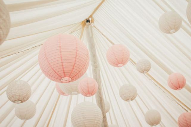 Pink white and lace lanterns