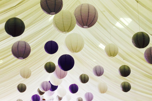 Purple and Silver paper chinese lanterns