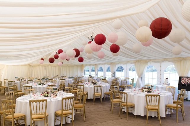 Rich red and soft pink paper lanterns