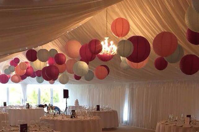 pink and Grey wedding paper lanterns