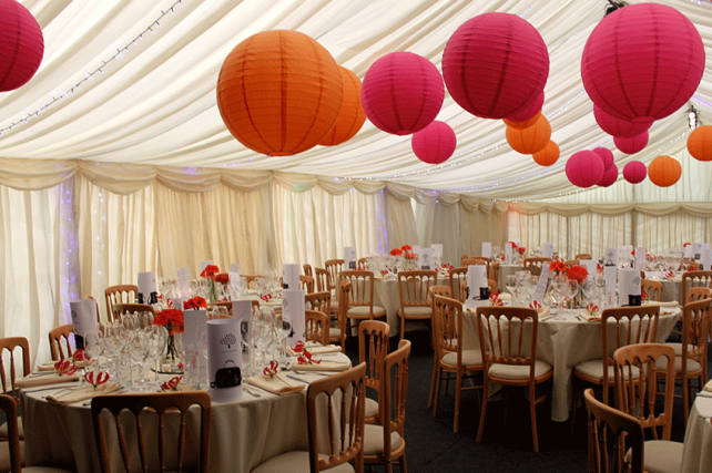Marquee Wedding with Coloured Paper Lanterns