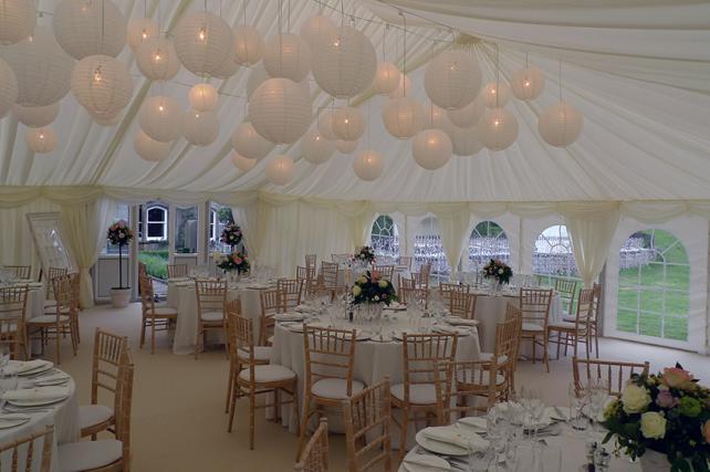 Illuminated White lace wedding lanterns