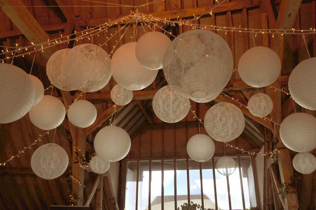 Rustic Paper and lace lanterns