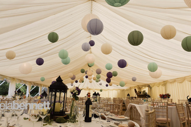 Wedding Lanterns Decorate a Secret Garden Style Marquee