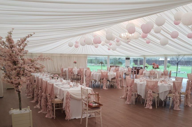 White and pink marquee wedding lanterns