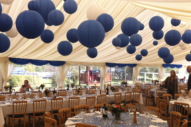 Royal Blue Hanging Lanterns for a Regal Celebration